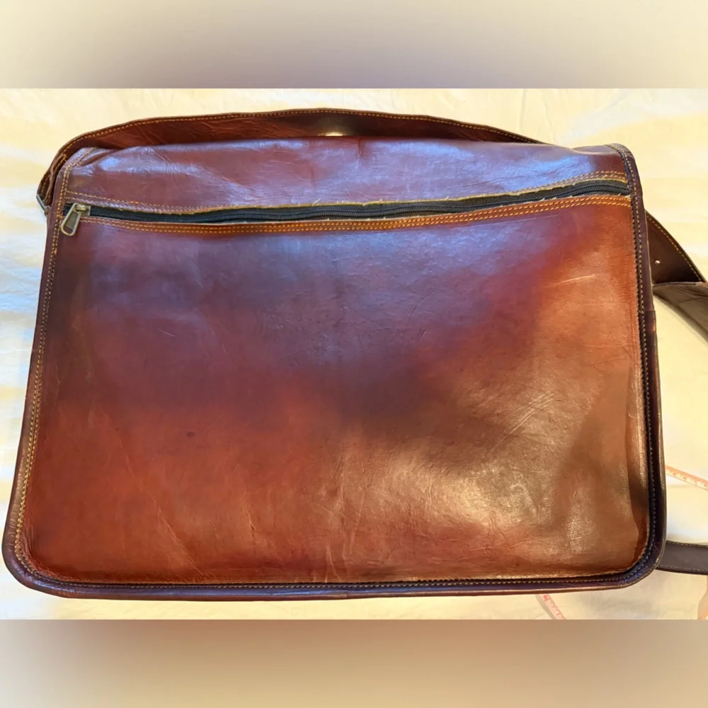 Brown Leather Messenger Bag NWOT